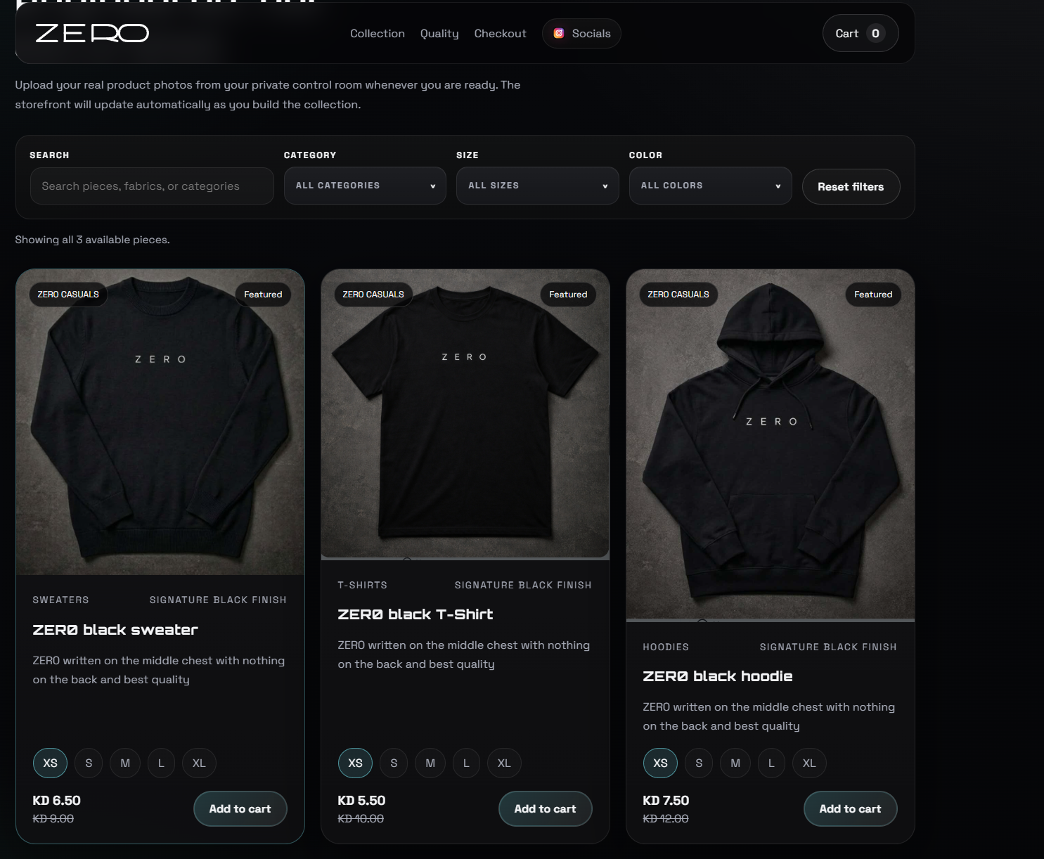 ZERO clothing store preview 1